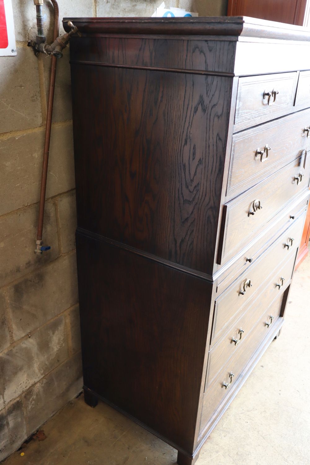 A Georgian style oak tall chest, width 96cm depth 53cm height 143cm